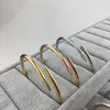 lovers bracelet nail bracelets women men cuff bangle stainless steel open nails in hands Christmas gifts for girls accessories who309U