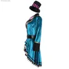 Costume à thème Alice au pays des merveilles Clown Mad Hatter Come pour adultes femmes Tailcoat veste magicien Cosplay Halloween carnaval robe magique Q240307