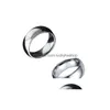 Band Rings Classic Male Real Sier 18K White Gold Plated 8Mm Titanium Steel Women Men Wedding Ring Top Quality Do Not Fade Lovers Jewel Dhef2