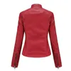 Womens Leather Faux Jacket Kvinnor Autumn Spring Moto Biker Zipper Red Black Coat Outerwear Brown Xs Purple Navy 231010