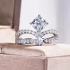 Anéis de cluster luxo moissanite coroa anel s925 prata esterlina com pt950 platina banhado para mulheres proposta presente de casamento jóias finas