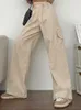 Pantalon Femme Rose Y2K Mode Cargo Femmes Poches Casual High Street Baggy Femelle Strappy Style Coréen Designer 2023