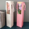 Bolsas de regalo con ventana transparente, bolso de mano con ramo de flores, bolsas con asas para boda para invitados, caja de dulces creativa, suministros para fiesta LX6152