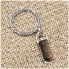 Keychains Lanyards BK Natural Stone Keychains Hexagonal Prism Quartz Point Healing Crystals Chakra nyckelkedjor DIY smycken Accessorie DH7S3