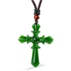 Certified 100% Natural Hetian Afghan Jade Carved Cross Pendant Necklace Charm Jewelry Jewellery Amulet Lucky204o