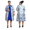 Arbetsklänningar afrikansk stil kvinna klänning set kontor lady kläder kvinnliga 2 stycken uppsättningar blazer kvinnor kostym