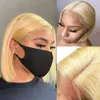 Synthetic Wigs Blonde Bob Wigs Deep Part 13*4 Frontal Wig Human Hair Lace Front Wigs for Black Women Pre Plucked Bleached Knots Blond Lace Wigs 231010