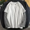 Men's Sweaters Student TShirts Fake Two Piece Set Striped Long Sleeve O Neck Simple Casual Spring Top Tee Shirts For Men School 231010