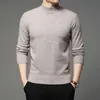 Suéteres femininos outono e inverno homens gola alta pulôver suéter moda cor sólida grossa camisa de fundo quente masculina roupas de marca 231009