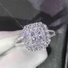 Великолепное женское кольцо квадратной формы, блестящее кольцо со льдом, микро-паве, кристалл циркона, ослепительное свадебное кольцо, обручальные кольца242t