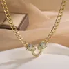 Pendant Necklaces Aussie niche hip-hop copper plated genuine gold zircon leopard pendant for women INS personalized Cuban necklace