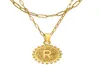 Ожерелье-цепочка из 18-каратного золота с изящным многослойным звеном скрепки из нержавеющей стали, персонализированная монета, начальная буква, многослойное золото Neckla6654674