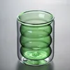 Farbiger Doppelschichtbecher aus spiralförmigem Glas, Saftbecher aus Glas für das Heimbüro