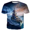 メンズTシャツ2022軍艦3Dプリント男性女性カジュアルハラジュクヒップホップスタイルTシャツOネックポリエステル特大トップ2XS-5X264M