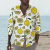 Camisas casuais masculinas limão homens comida fruta folha camisa manga longa novidade streetwear blusas primavera personalizado tops plus size