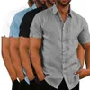 Men's Shirts Blouse Short Sleeve Men Casual Slim Fit Mandarin Collar Shirts High Quality Summer Beach Shirt 210701260N