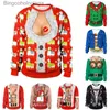 Pulls pour femmes Automne Vêtements d'hiver Nouveauté Pull de Noël laid pour cadeau Santa Elf Funny Christmas Jumper Pull Womens Mens S anL231010