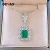 OEVAS 100% 925 Sterling Silver 9 11mm Synthetic Emerald Pendant Necklace For Women Sparkling High Carbon Diamond Fine Jewelry193R