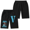 2024年人気のVlone Men's Shorts Summer Style Men's Knitting Cotton Cotton Beach Shorts in Summer Wear Elastic Waistルーズカジュアルスウェットパンツビッグ5パートパンツ