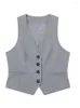 Women's Vests Women's Solid Office Vest 2023 V Neck Front Button-up Sleeveless Jacket Women Fashion Casual Female Waistcoat Autumn
