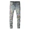 Designer Flared jeans stacked AM jeans purple jean Top Man Long Pants Trousers Streetwear Washed Old Jeans Long Jeans Hole 28-40 Straight Regular denim tears jeans