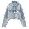 Kvinnors spårningsdräkter 2023 Fashion Charm Spicy Girl Denim Metal Button Short Jacket Retro Långärmad kappa Hög midjeshortsuppsättning