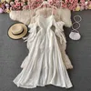 Robe longue blanche d'été, Sexy, épaules dénudées, sans bretelles, dos nu, à volants, robes de plage élégantes pour dames, Maxi Vintage, 210602272S