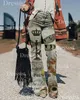 Pantalones vaqueros para mujer Pantalones con estampado digital 3D Chica picante Sexy Moda ajustada Estilo británico Pequeño fresco Barredor de piso grande 231009