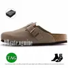 Designer Boston Zachte Voetbed Slippers Suède Slides Casual Slippers Klompen Kurk Plat Voor Dames Heren Klomp 35-457xCx#