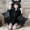 Theme Costume Vampire Bat Cosplay Comes Masquerade Woman Black Evil Horror Hooded Vampire Bat Sleeve Halloween Christmas New Year Show Cos Q231010