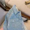 Giacche da donna Coreano Paillettes lucide Giacca di jeans Donna Giacche di jeans Donna Vintage Cappotto di jeans sfilacciato allentato Ragazze Capispalla casual Giacca da donna 231010