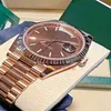 Luxury Wristwatch Day Date President 228235 18K Rose Gold Chocolate Motif Dial 40mm Menatic Watch-2184F