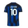 23 24 LUKAKU Inters LAUTARO S Soccer Jerseys ANNIVERSARY CORREA DZEKO BARELLA ASLLANI FRATTESI 2023 2024 BROZOVIC Home Football Shirt Uniforms Men Kids Kit