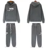 24ss verwaschenes Vintage-Usa-Herren-Trainingsanzug-Set mit Aufkleber-Stickerei, Kapuzen-Sweatshirt und Hose, trendige Jogger-Hose, Unisex-Kleidung, 23fw