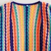 Женский вязаный свитер KEYANKETIAN на осень/зиму ярких цветов, связанный крючком свитер, милый короткий полосатый кардиган, женское свободное вязаное пальто