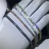 Vecalon pulseira de tênis em 4 cores, corte de princesa, diamante, ouro branco, festa de casamento, pulseiras para mulheres, homens, joias 246x