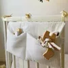 Sacs de rangement Portable bébé berceau poussette sac bouteille de lait jouets bicouche coton né lit tête de lit pour enfants literie couche