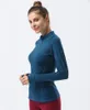 Yoga-Mantel, langärmelig, T-Shirt, Damen, enger Reißverschluss, Stehkragen, Jacke, elastisch, schnell trocknend, Fitness, Outdoor-Sport, Laufshirts