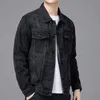 Giacche da uomo Uomo Giacca di jeans nera Streetwear Primavera Autunno Vintage Casual Maniche lunghe Top Moda Colletto rovesciato Cappotto allentato Jaqueta Jeans 231009