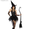 Costume a tema Fantasia Strega nera Fancy Dress Up Abito da festa Carnevale Abbigliamento per spettacoli Halloween Vieni Strega Vieni Cosplay per adulti Q231010