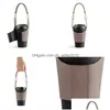 Drinkware Handle Creative Pu Leather Coffee Cup Holder Pouch Carrier With Handle Sleeve Custom For Travel Outdoor Activity 916 Home Ga Dhvqx