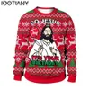 Kvinnors tröjor går Jesus Det är din födelsedag Ful Christmas Sweater Pullover Tacky Xmas Jumper Tops 3D Reindeer Printed Holiday Party Sweatshirtl231010