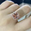 ELSIEUNEE 18K Rose Gold Farbe Morganit Diamant Ringe Für Frauen Solide 925 Sterling Silber Hochzeit Ring Mode Edlen Schmuck geschenk 2299l