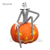 4m Wonderful Artistic Halloween Smiling Inflatable Skeleton Gentleman With Big Pumpkin Balloon For Carnival Party Decoration