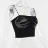 Women's Tanks 2023 Black Summer Diamond Hand Pattern Sling For Women Sexy Short Skinny Crop Top Streetwear