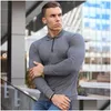 Мужские поло Мужские весенние однотонные рубашки с длинным рукавом Slim Fit S Модные уличные топы Мужские хлопковые фитнес-спортивные повседневные рубашки для гольфа Appare Dhjxt