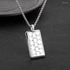 Pendentif Colliers 316L Acier inoxydable Couleur Or Abeille Grille Motif Cristal Rectangle Collier Pour Hommes Hip Hop Carré Dog Tag Bijoux Cadeau