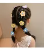 Hårtillbehör 4st/Lot Färgglad blomma Bow flätad kedja Pearl Butterfly Children Girls Clip Summer