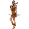 Costume à thème pour femme, carnaval, Halloween, Costume sauvage d'homme des cavernes, tenue de chasseuse indienne, robe de soirée fantaisie Cosplay x1010