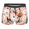 Cuecas masculinas halloween boxer briefs shorts calcinha respirável roupa interior abóbora fantasma bruxa dos desenhos animados masculino novidade plus size